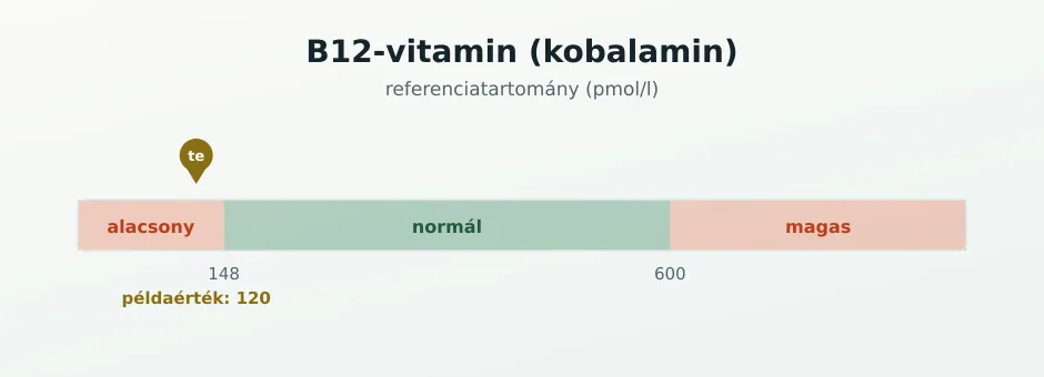 B12-vitamin referenciasáv pmol/l-ben