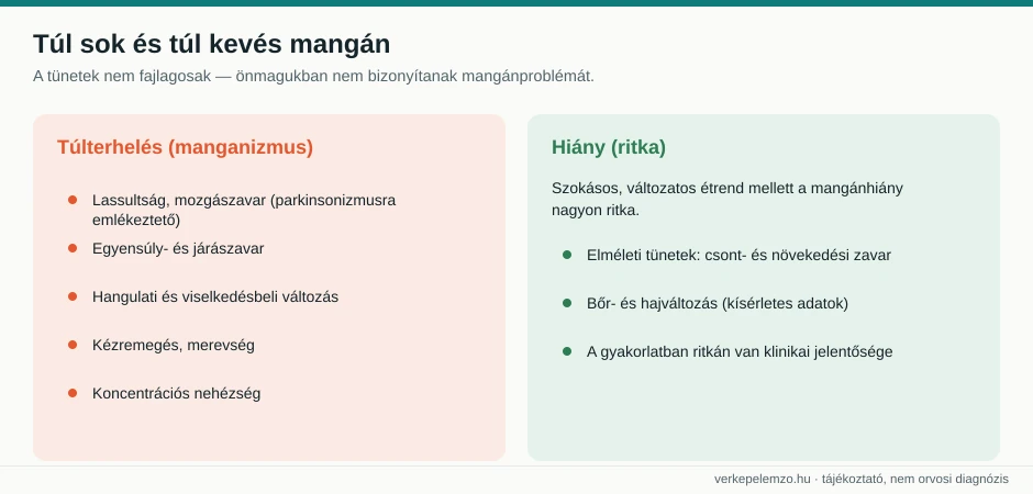 Mangán túlterhelés és hiány tünetei